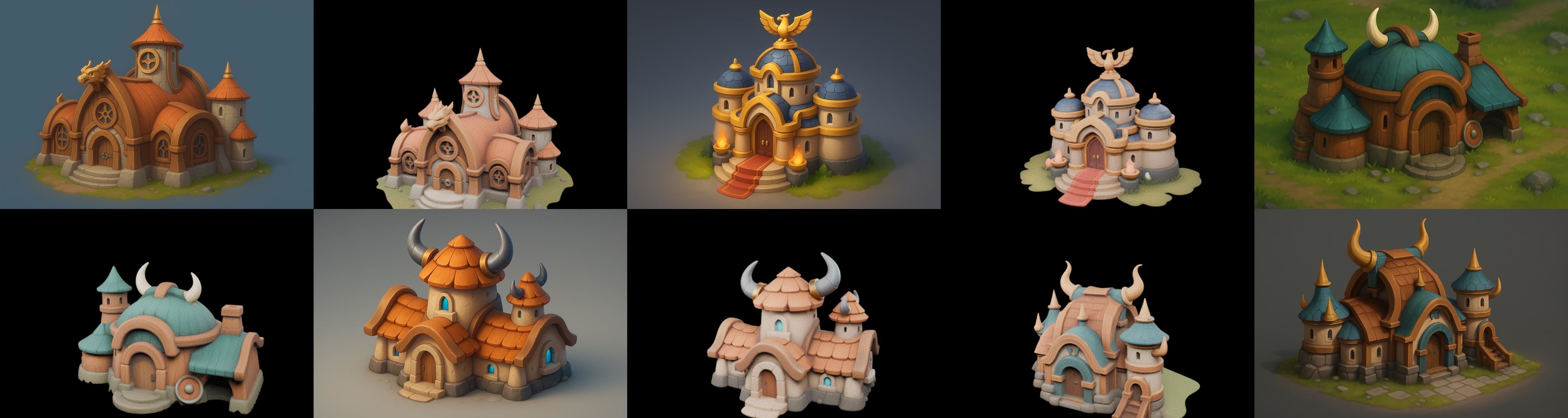 Fortress Building bundle 13 pack 100 glb Low-poly 3D model_4