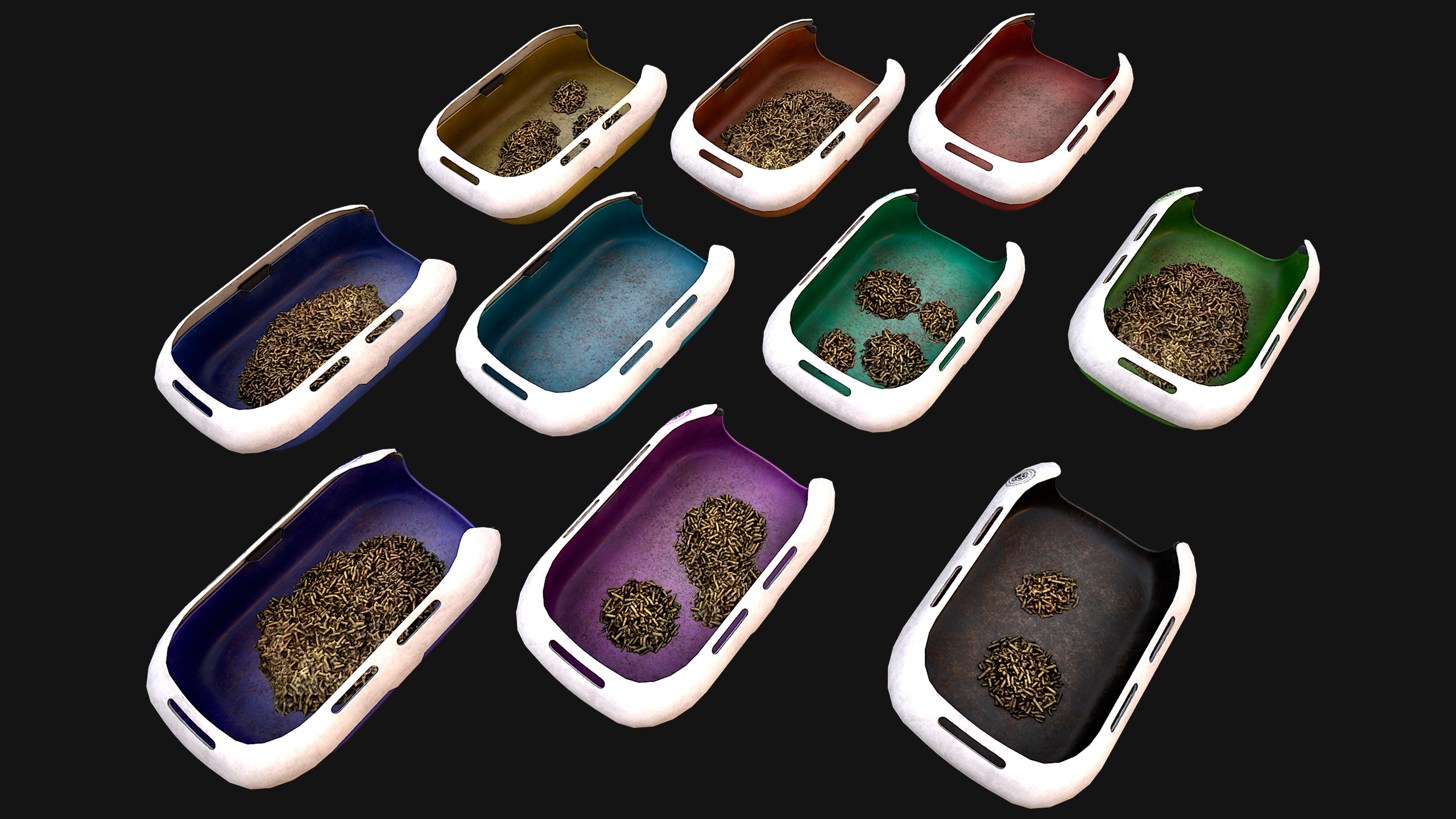 Toilet Pet Cat Litter Box Filler zoo Furniture Pack Low-poly 3D model_9