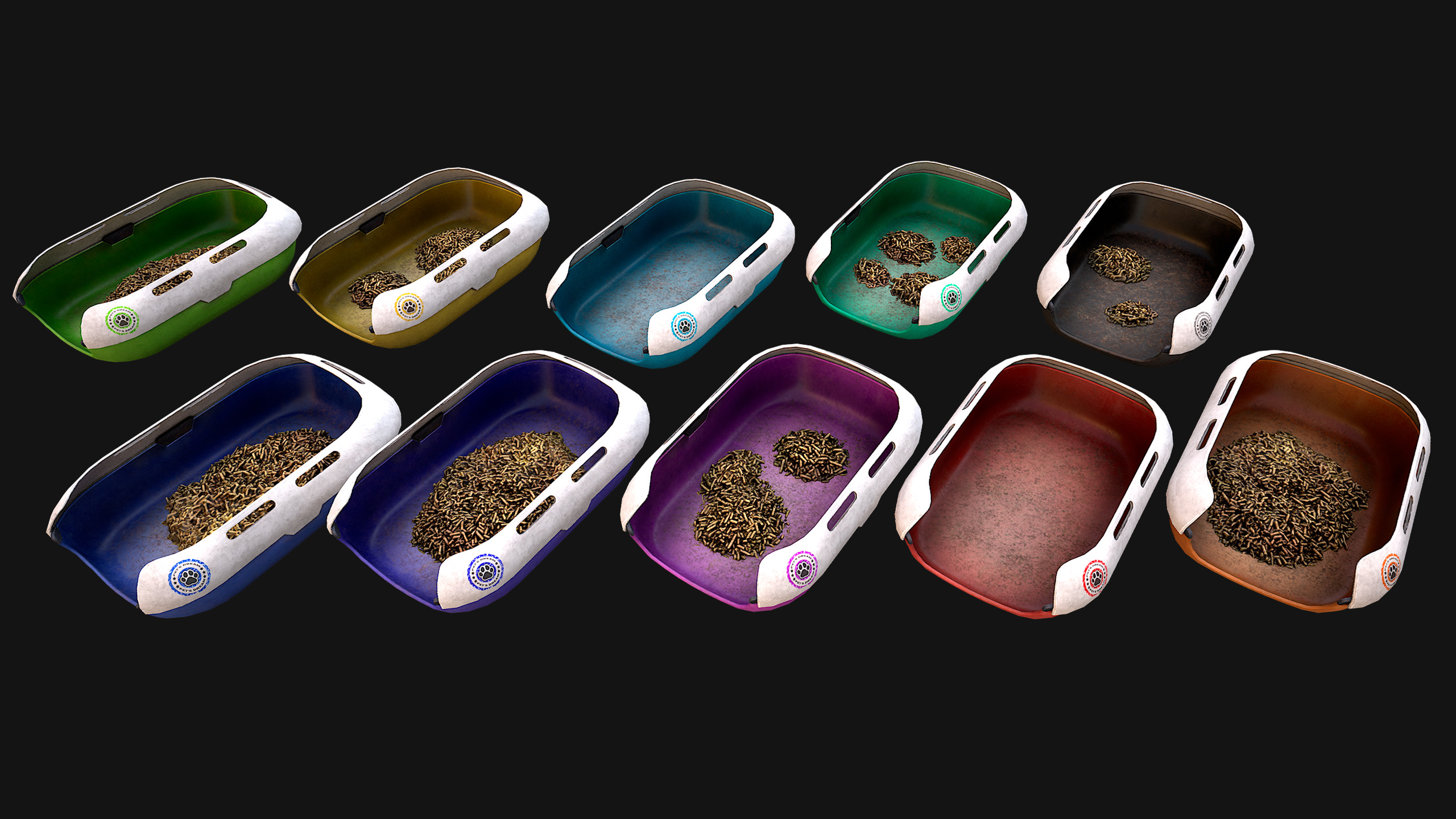 Toilet Pet Cat Litter Box Filler zoo Furniture Pack Low-poly 3D model_17