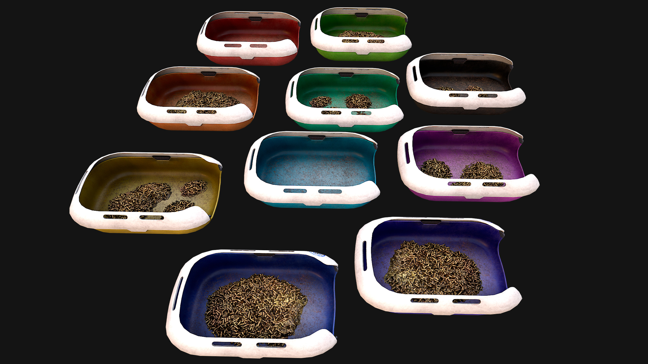 Toilet Pet Cat Litter Box Filler zoo Furniture Pack Low-poly 3D model_12