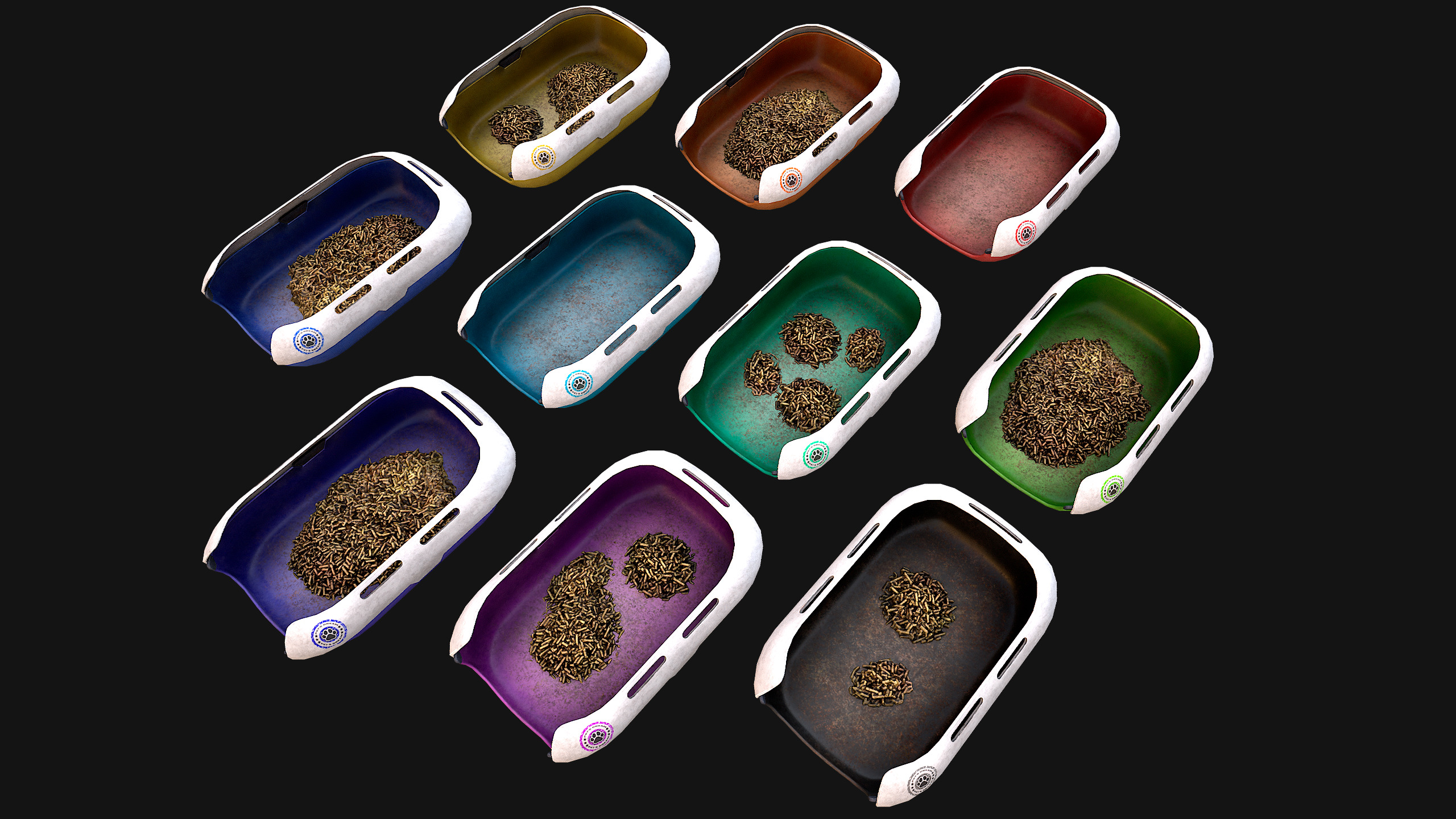 Toilet Pet Cat Litter Box Filler zoo Furniture Pack Low-poly 3D model_15