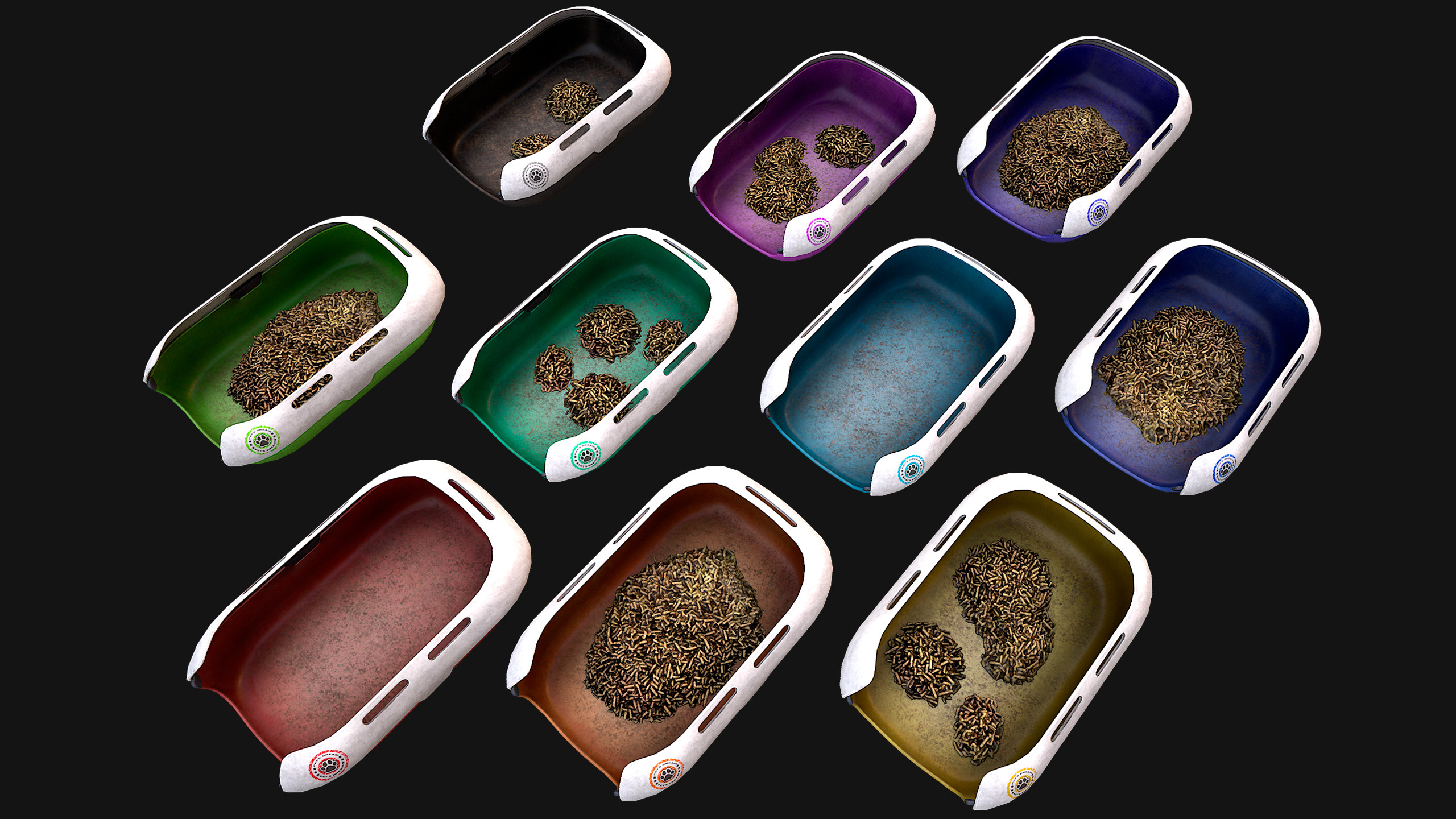 Toilet Pet Cat Litter Box Filler zoo Furniture Pack Low-poly 3D model_7