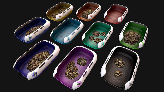 Toilet Pet Cat Litter Box Filler zoo Furniture Pack Low-poly 3D model