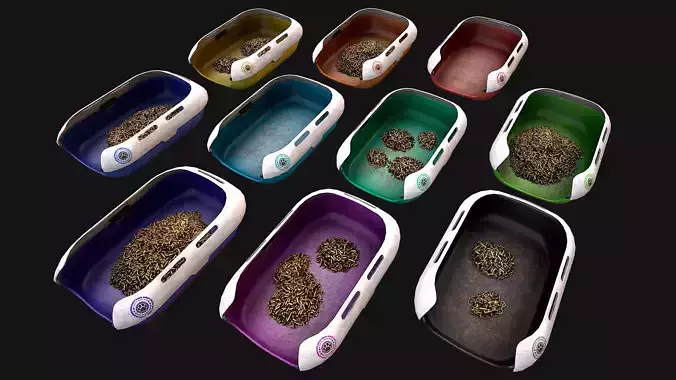 Toilet Pet Cat Litter Box Filler zoo Furniture Pack Low-poly 3D model