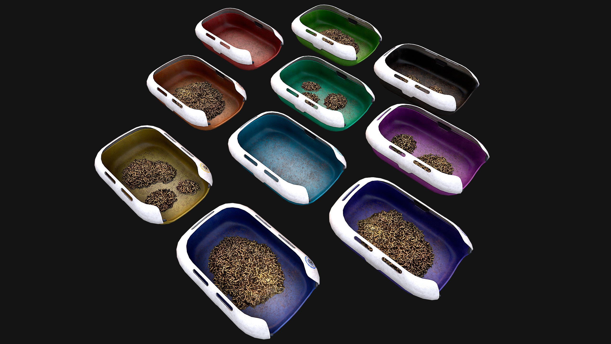 Toilet Pet Cat Litter Box Filler zoo Furniture Pack Low-poly 3D model_11