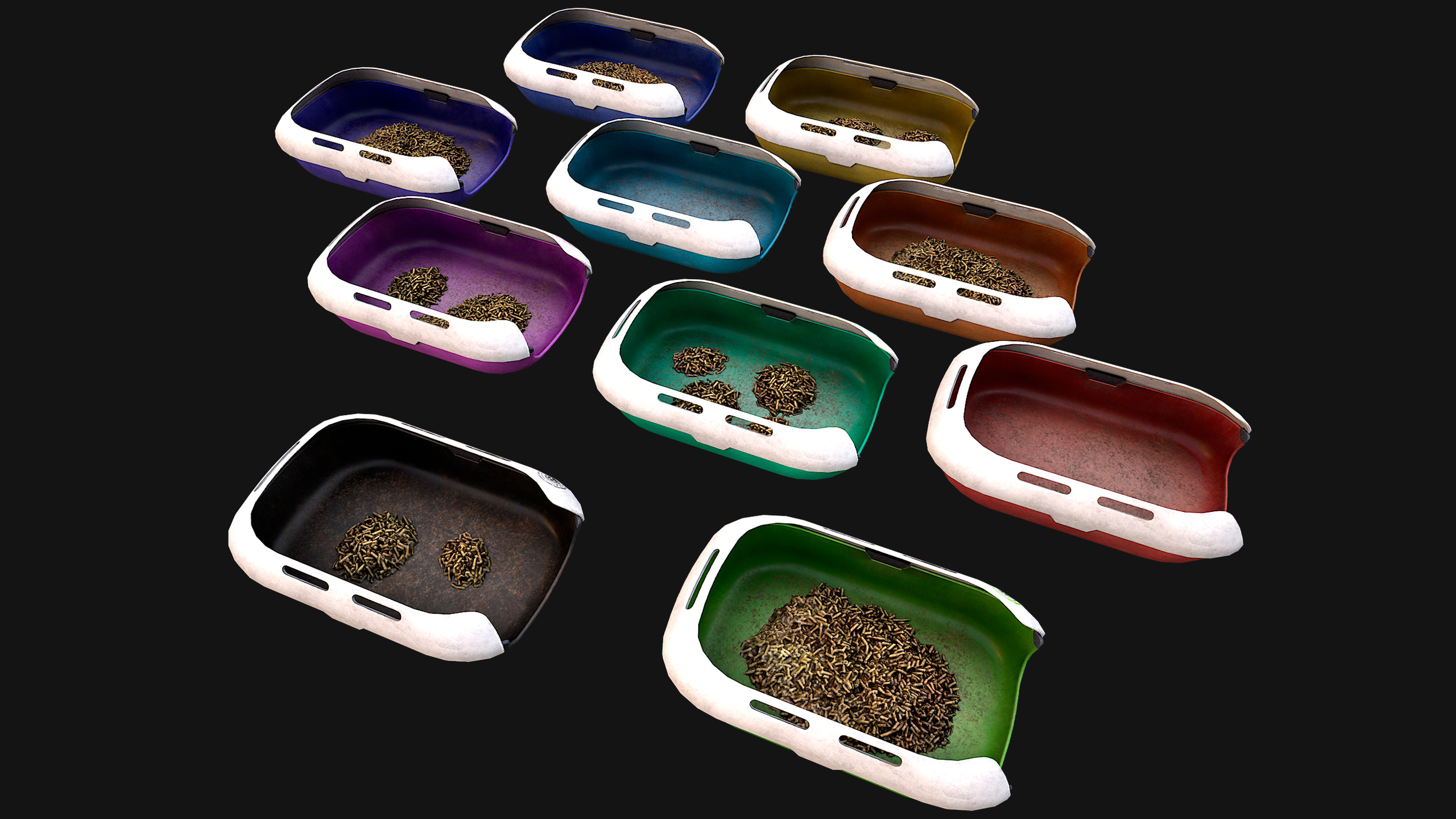 Toilet Pet Cat Litter Box Filler zoo Furniture Pack Low-poly 3D model_8