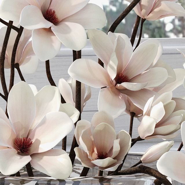 Magnolia arrangement 3D model_1