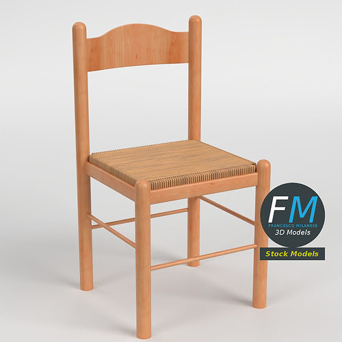 Wooden kitchen chair 3D model