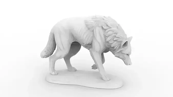 Wolf 3D Sculpture Model Walking Pose Print Model 3D print model