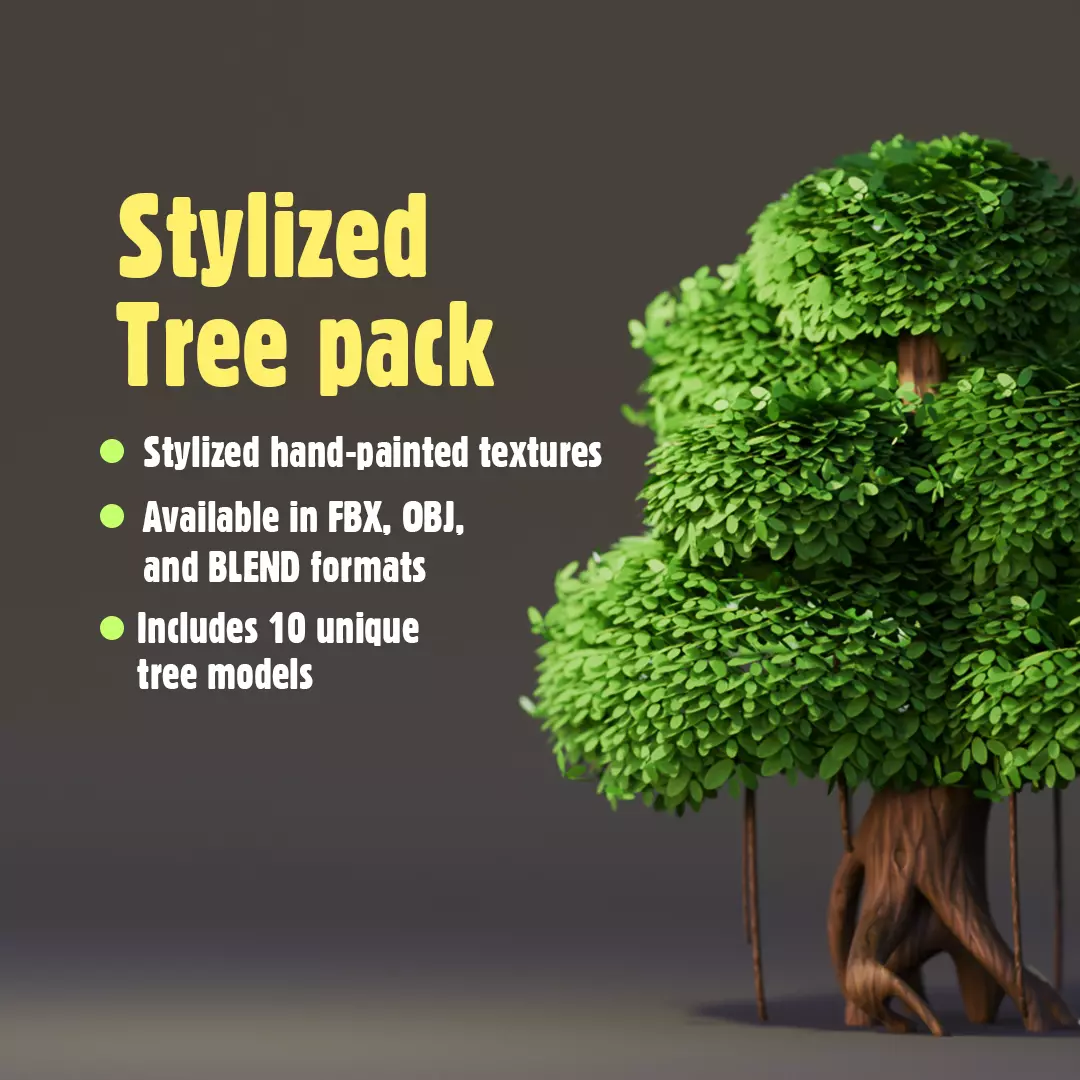 Stylized 3D Tree Pack 3D model_0