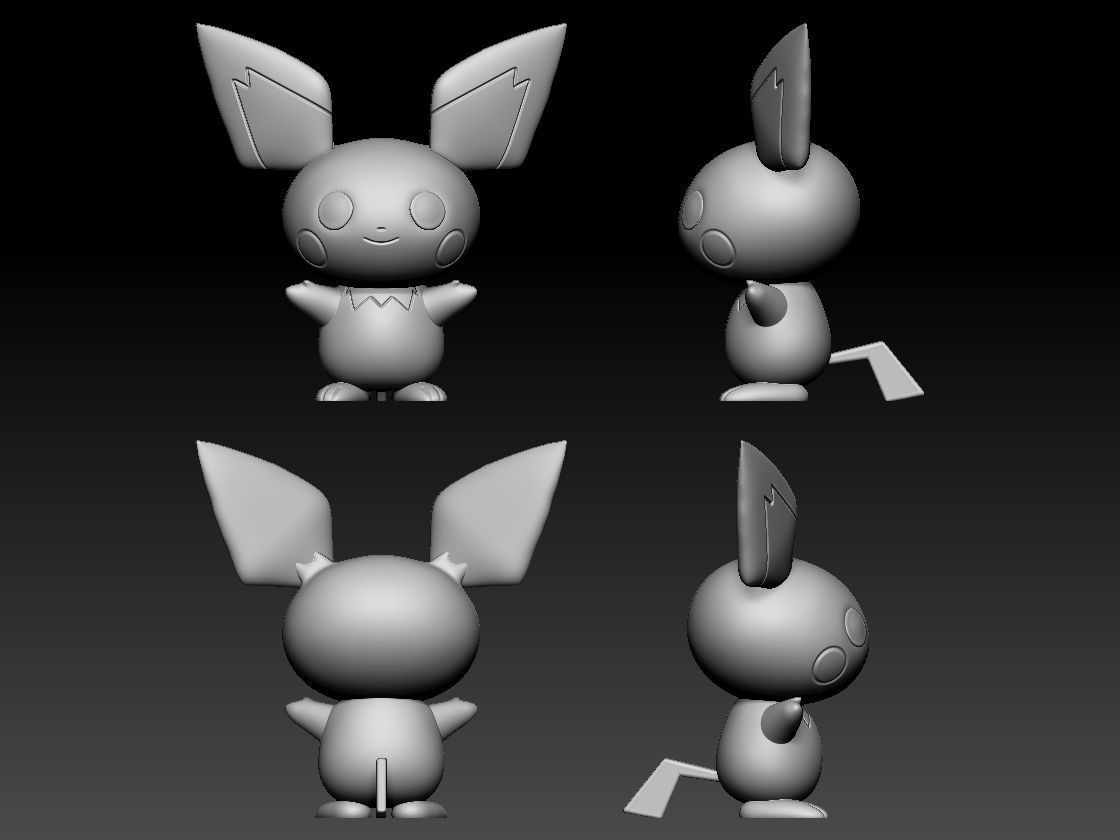 Pichu Tpose Pokemon 3D print model_2