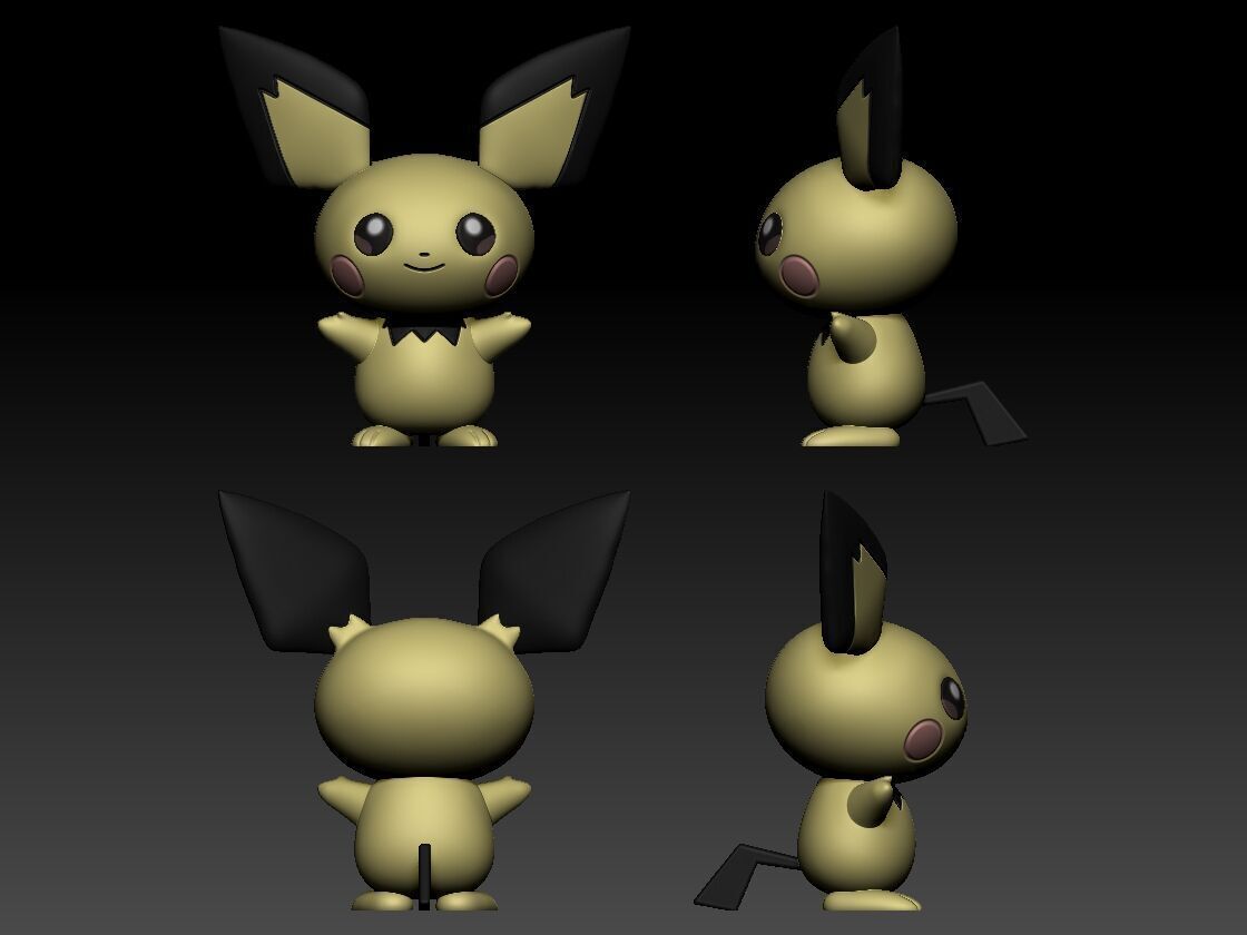 Pichu Tpose Pokemon 3D print model_1