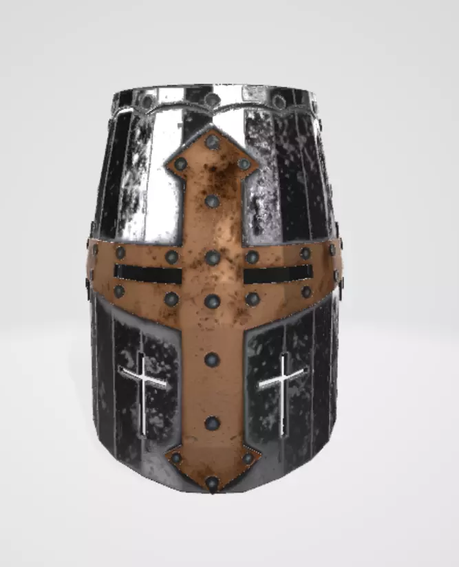 Knight helmet Low-poly 3D model_0