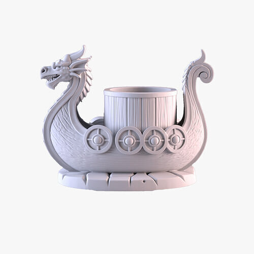 Viking Ship Pencil Holder 3D Printable Desk Accessory STL 3D print model