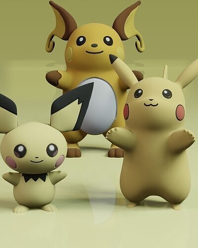 PICHU EVOLUTION PACK TPOSE POKEMON 3D print model