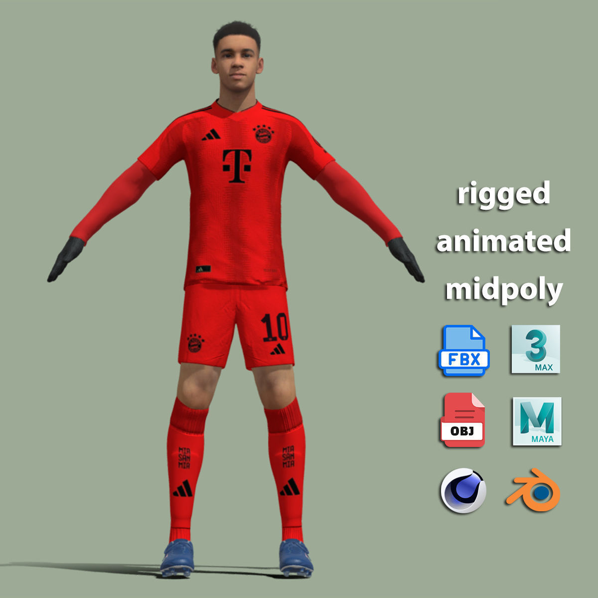 T-Pose Rigged Jamal Musiala Bayern Munich 24-25 3D model_1