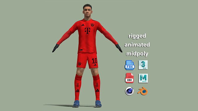 T-Pose Rigged Jamal Musiala Bayern Munich 24-25 3D model