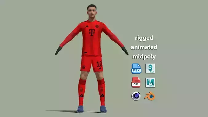T-Pose Rigged Jamal Musiala Bayern Munich 24-25 3D model