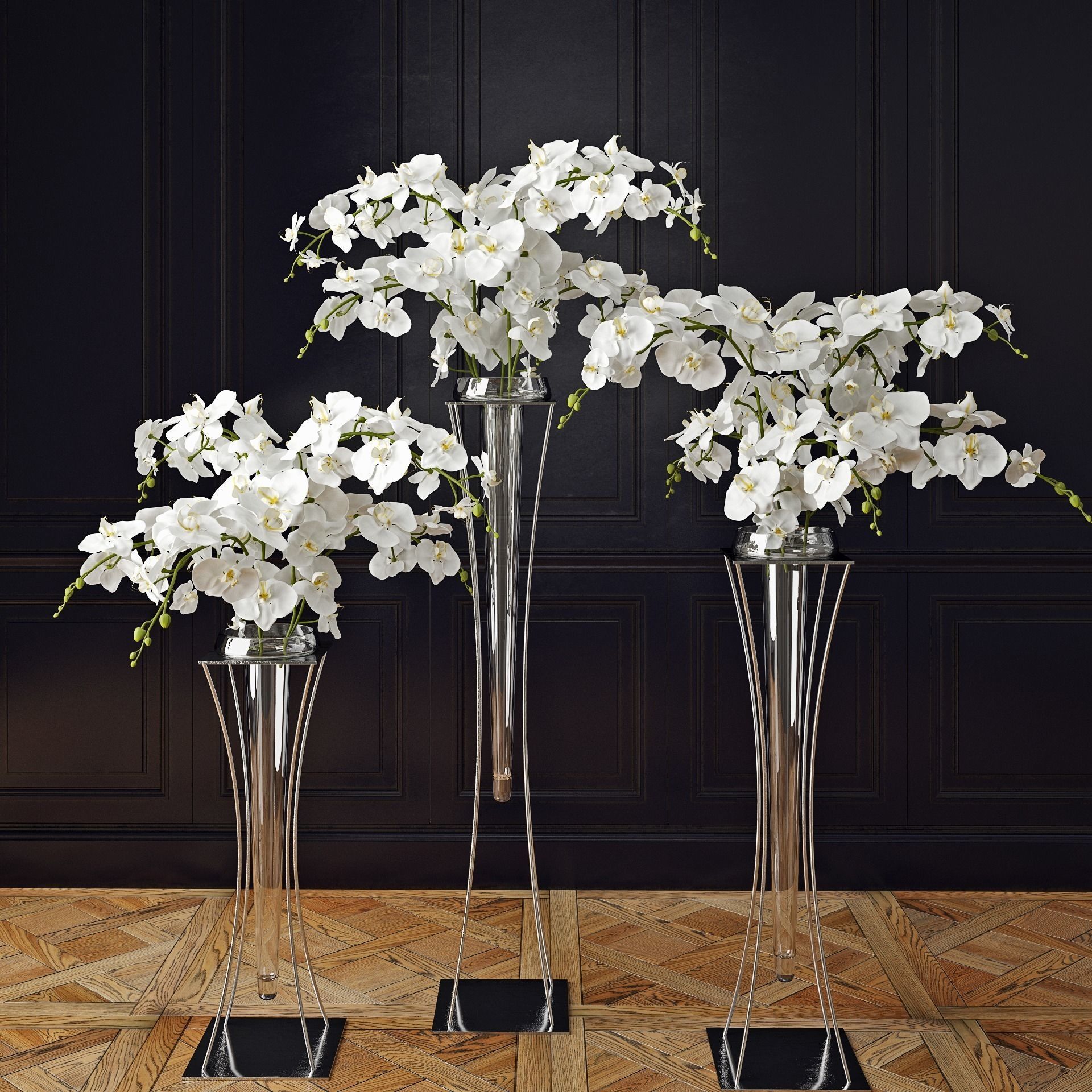 Floor standing orchid arrangement 3D model_0