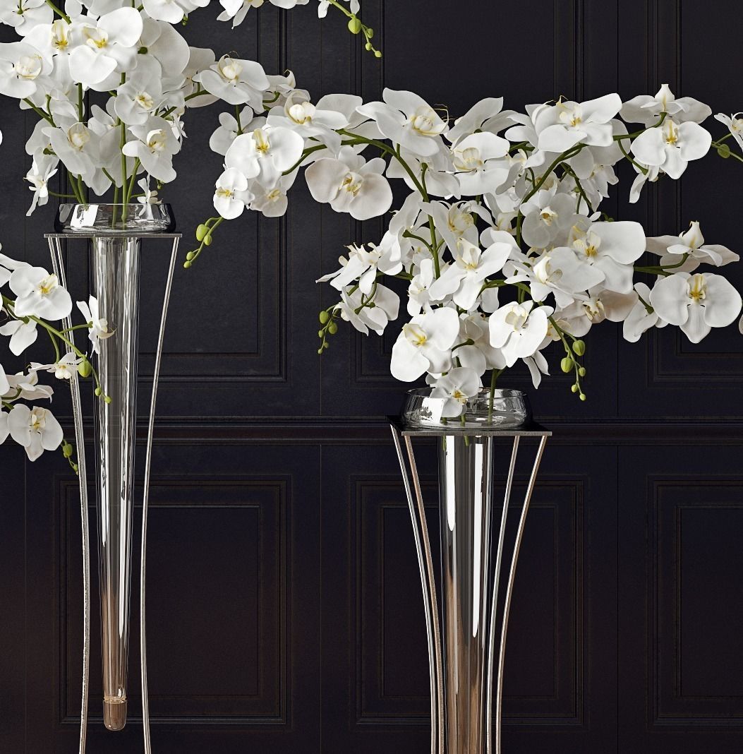 Floor standing orchid arrangement 3D model_3