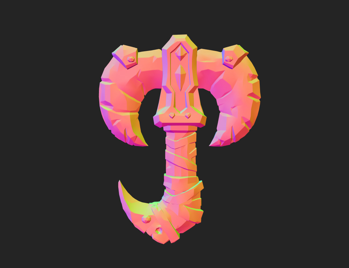 Low Poly Stone-Fang Twinblade Axe Low-poly 3D model_20