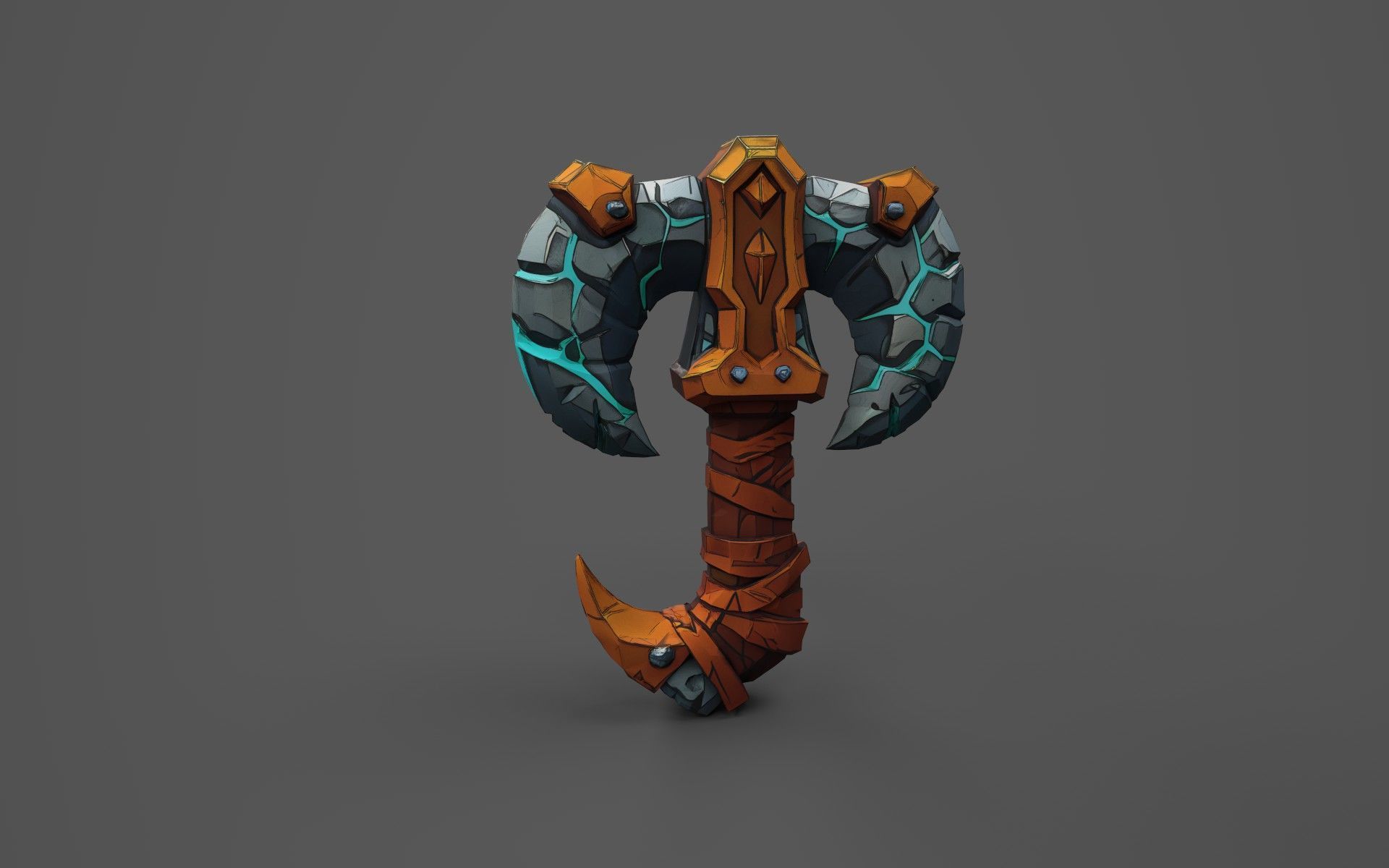 Low Poly Stone-Fang Twinblade Axe Low-poly 3D model_4