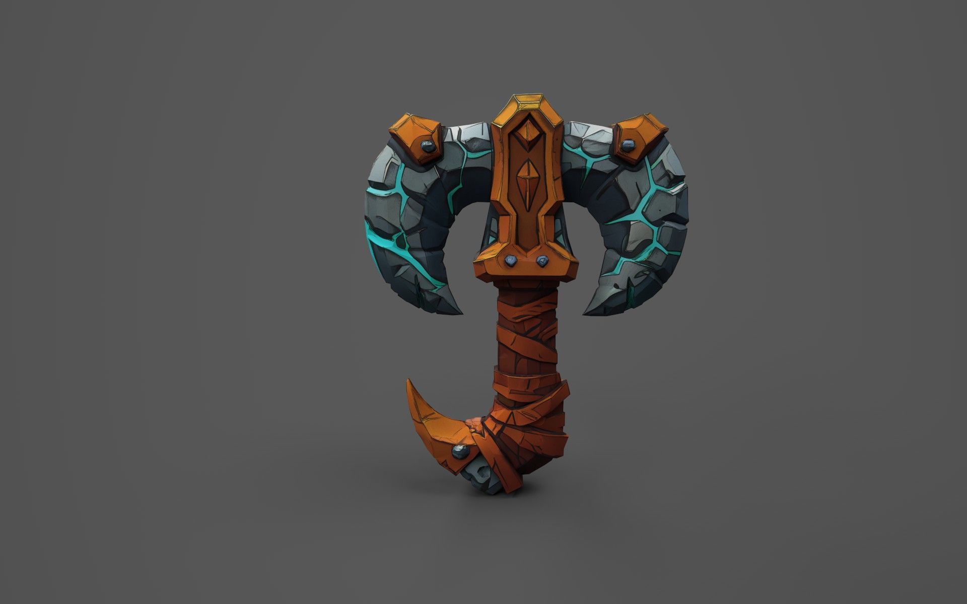 Low Poly Stone-Fang Twinblade Axe Low-poly 3D model_6