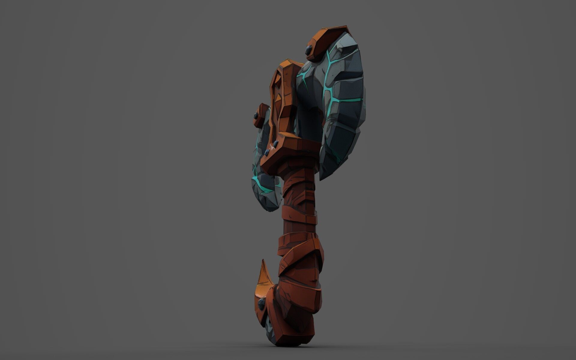 Low Poly Stone-Fang Twinblade Axe Low-poly 3D model_12