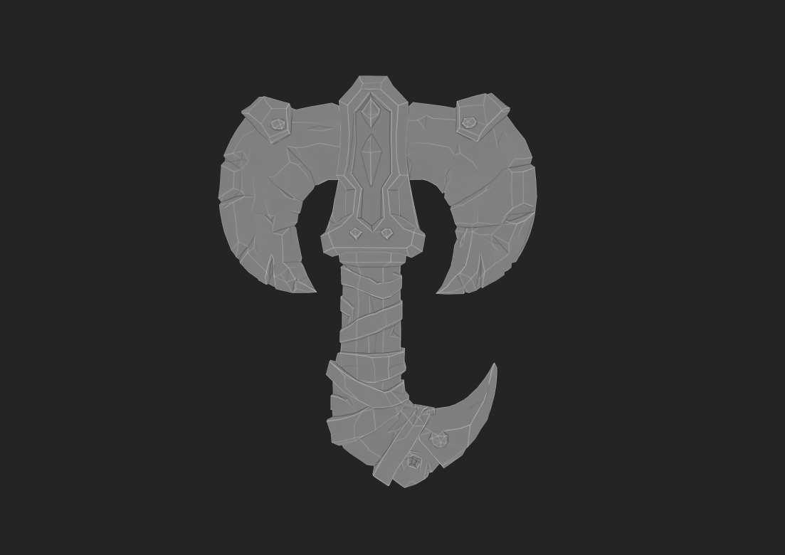 Low Poly Stone-Fang Twinblade Axe Low-poly 3D model_24