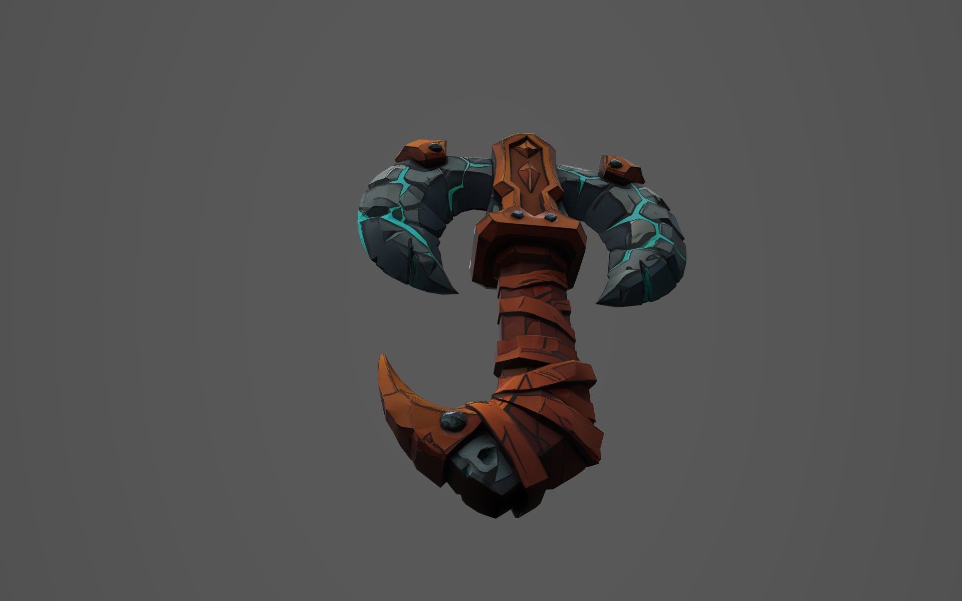 Low Poly Stone-Fang Twinblade Axe Low-poly 3D model_13