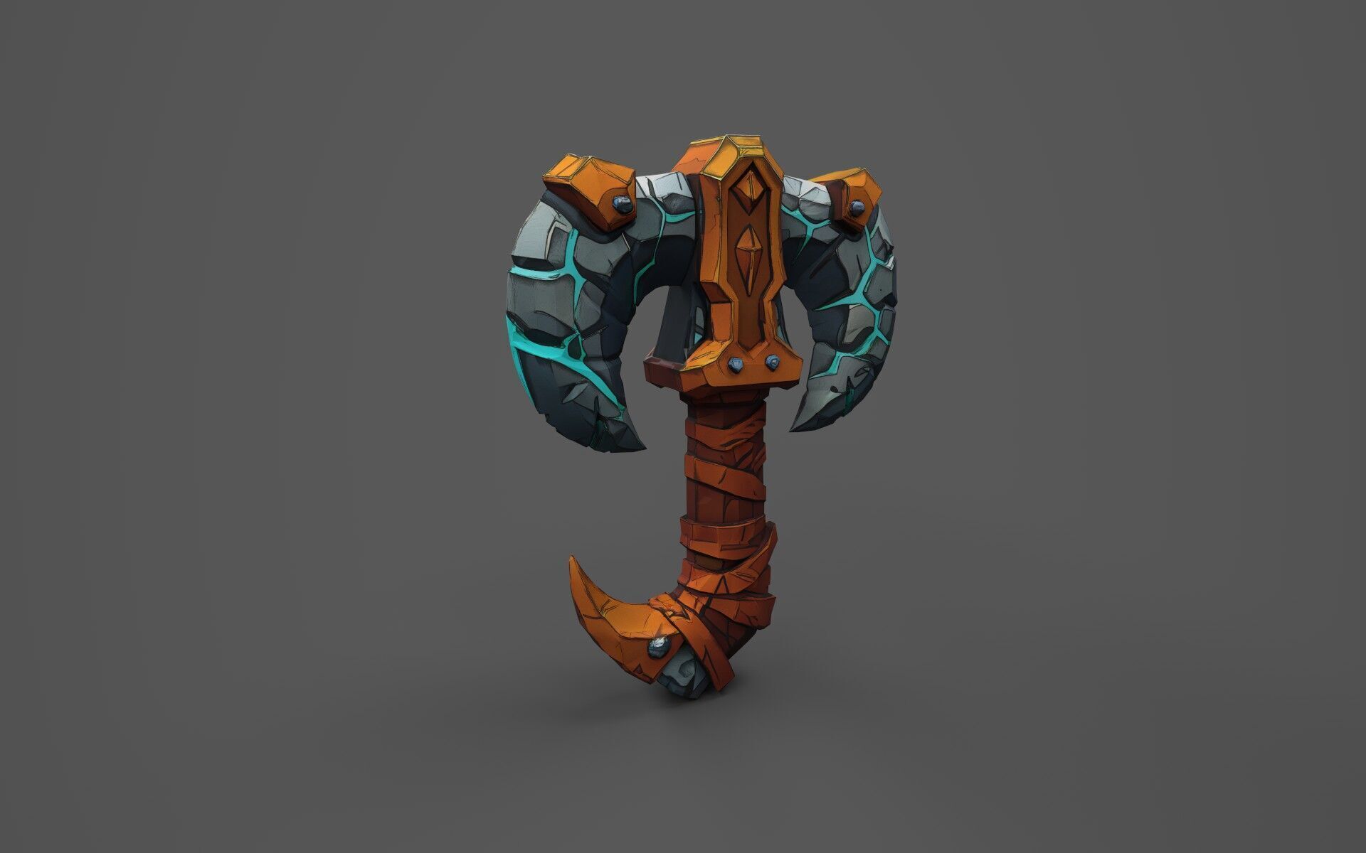 Low Poly Stone-Fang Twinblade Axe Low-poly 3D model_14