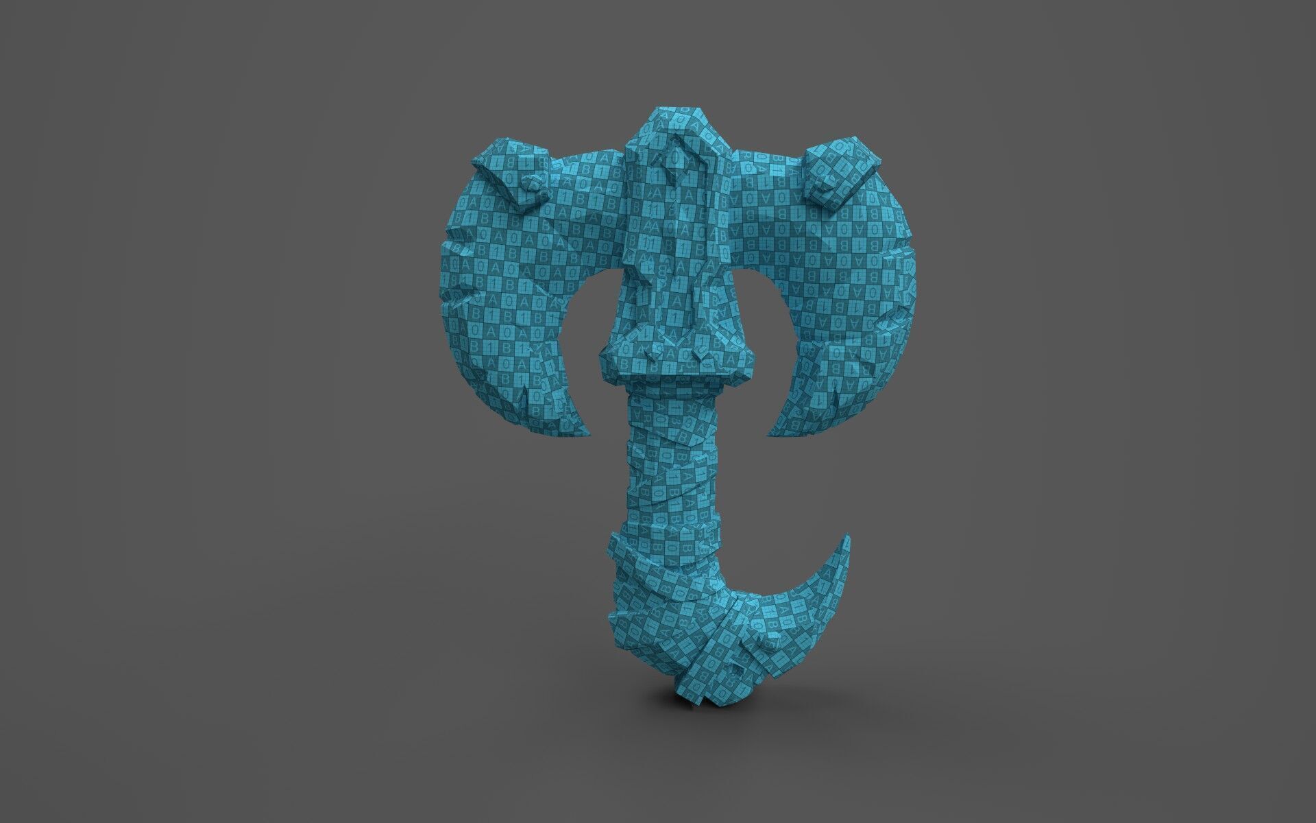 Low Poly Stone-Fang Twinblade Axe Low-poly 3D model_29