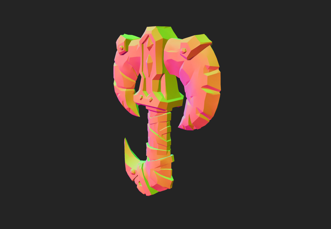 Low Poly Stone-Fang Twinblade Axe Low-poly 3D model_21