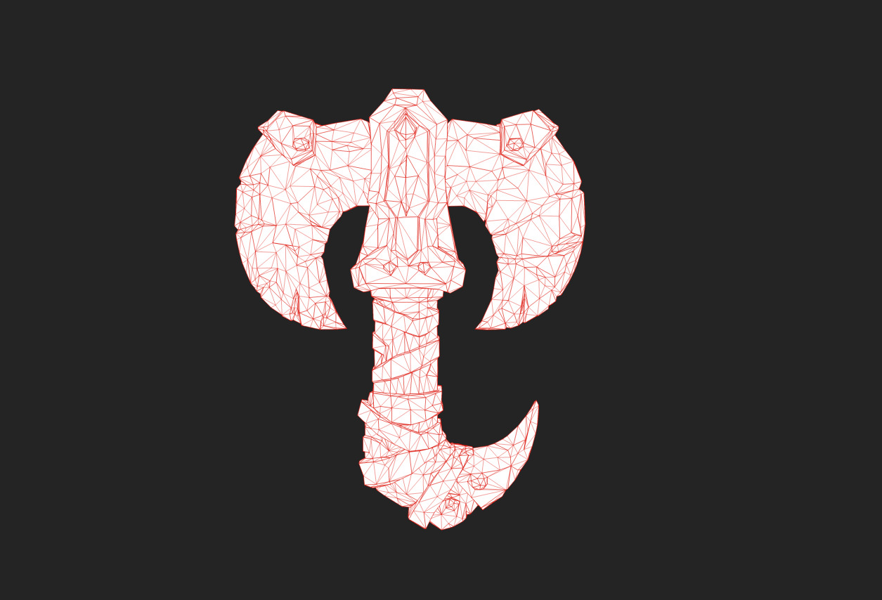 Low Poly Stone-Fang Twinblade Axe Low-poly 3D model_31