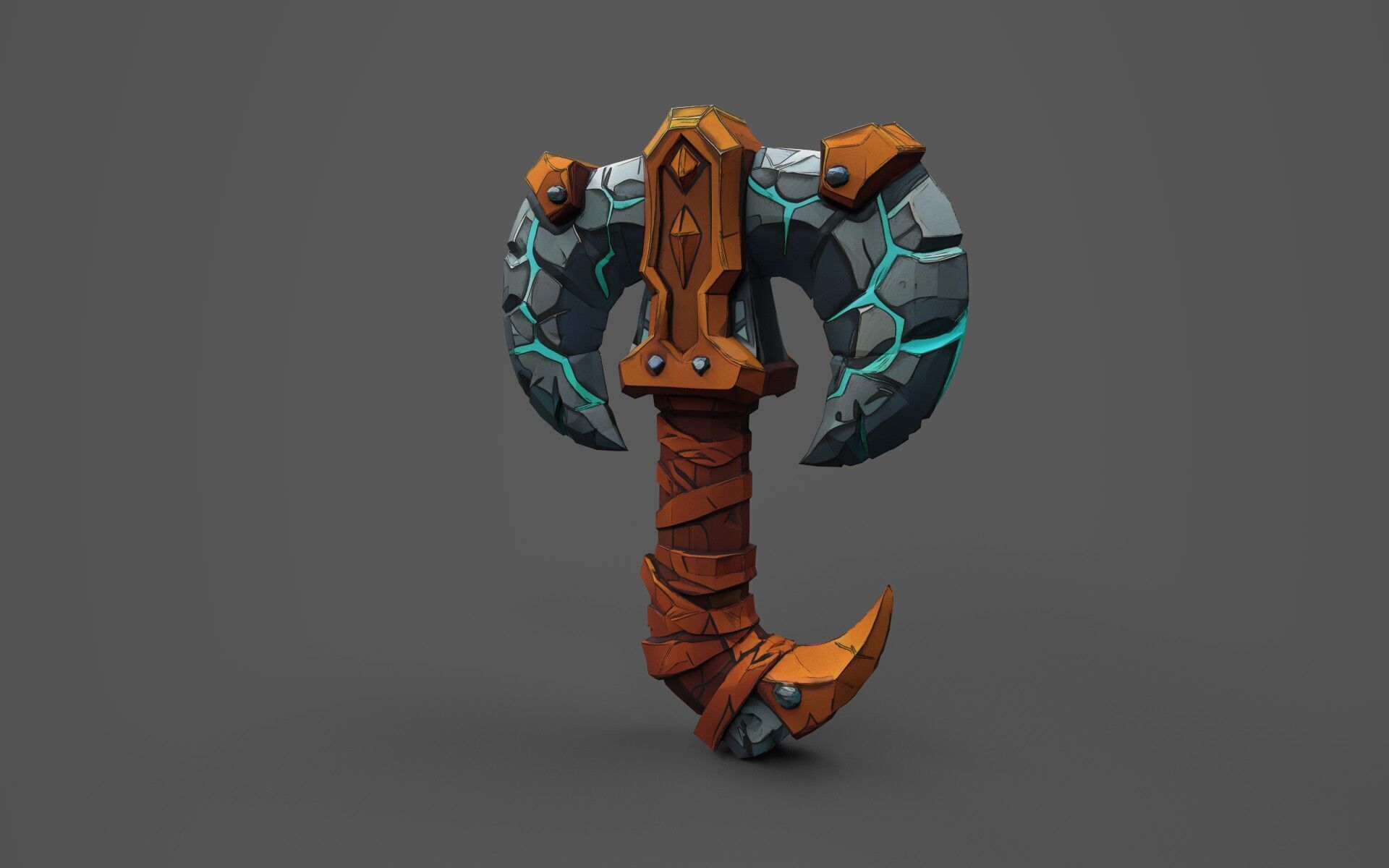 Low Poly Stone-Fang Twinblade Axe Low-poly 3D model_1