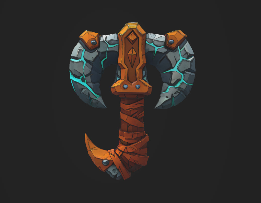 Low Poly Stone-Fang Twinblade Axe Low-poly 3D model_16