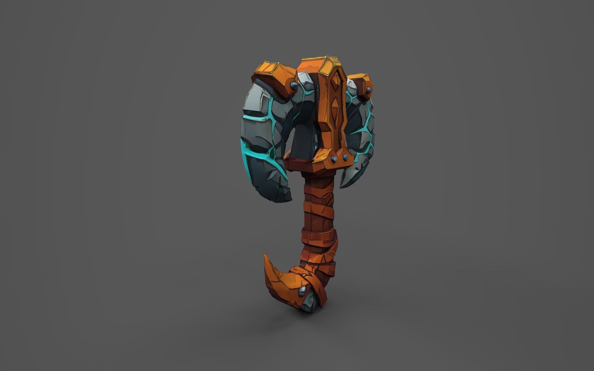 Low Poly Stone-Fang Twinblade Axe Low-poly 3D model_8