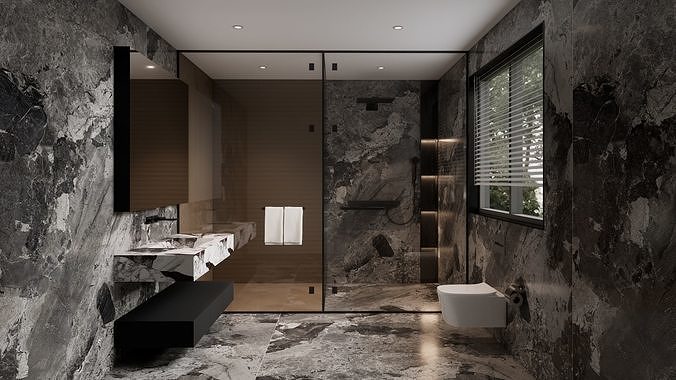 Modern Minimalist Bathroom Space Model 3D model