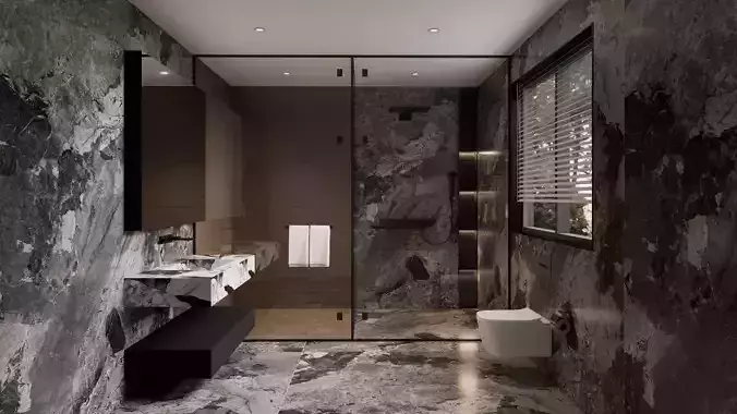 Modern Minimalist Bathroom Space Model
