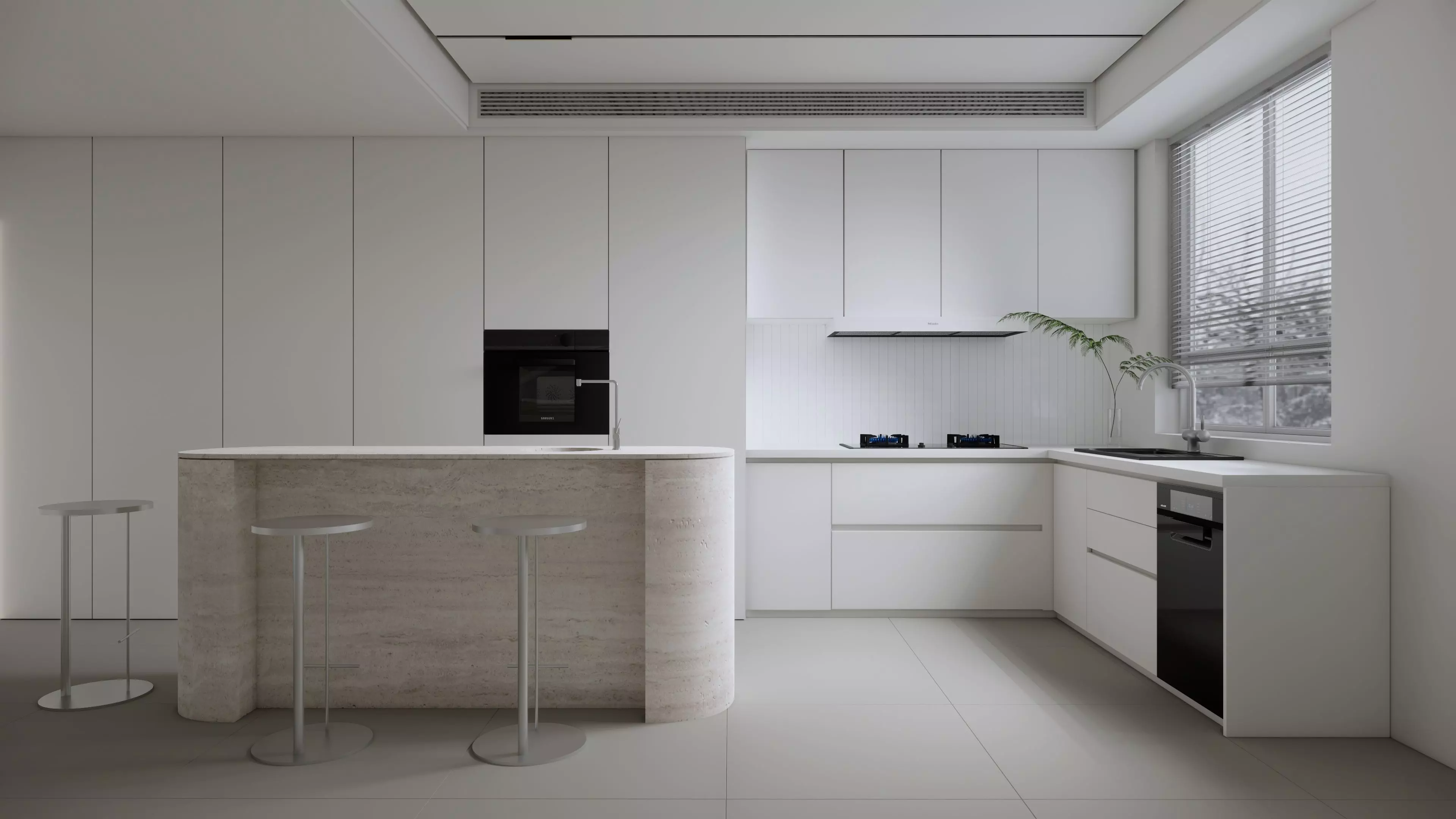 Modern Minimalist Kitchen Space Model 3D model_0