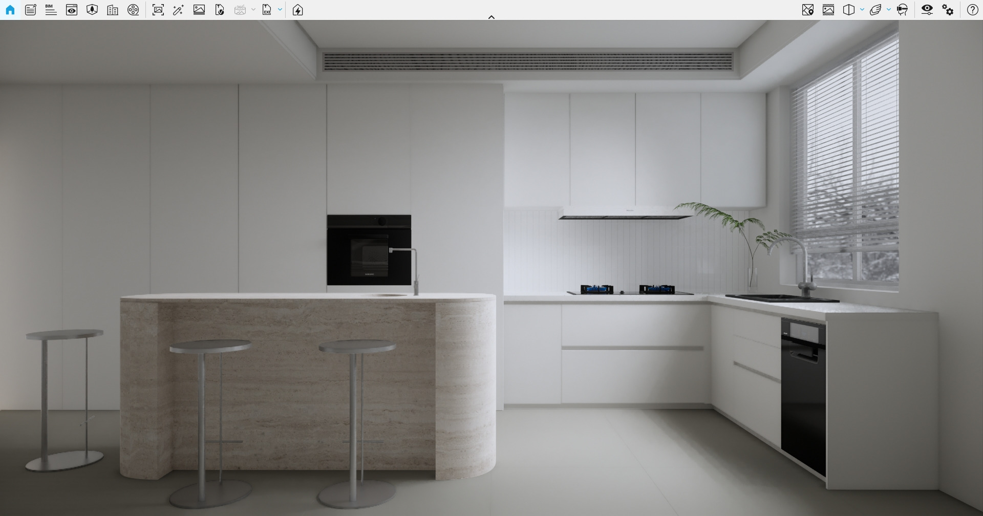 Modern Minimalist Kitchen Space Model 3D model_1