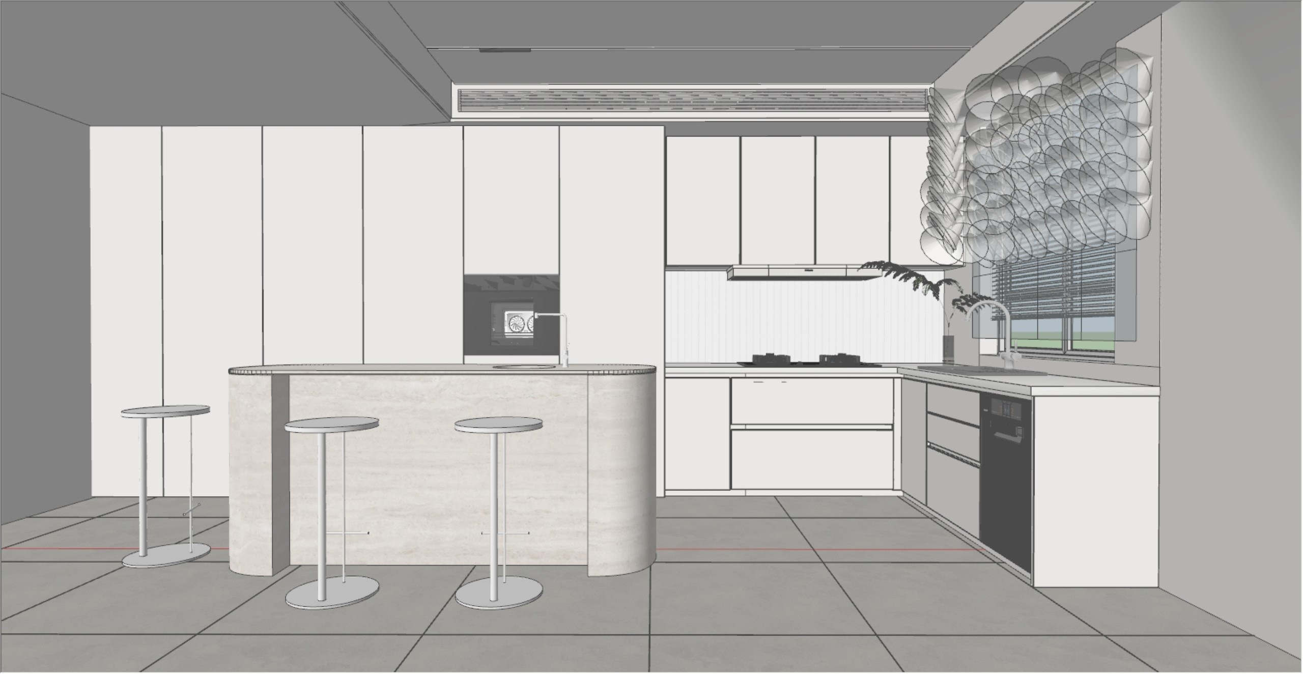 Modern Minimalist Kitchen Space Model 3D model_2