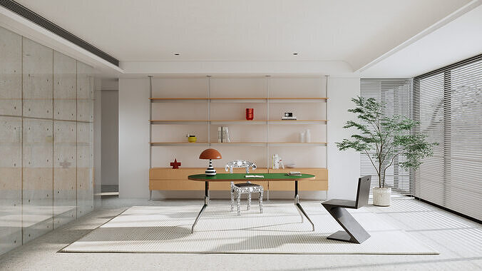 Modern Minimalist Office Space Model 3D model