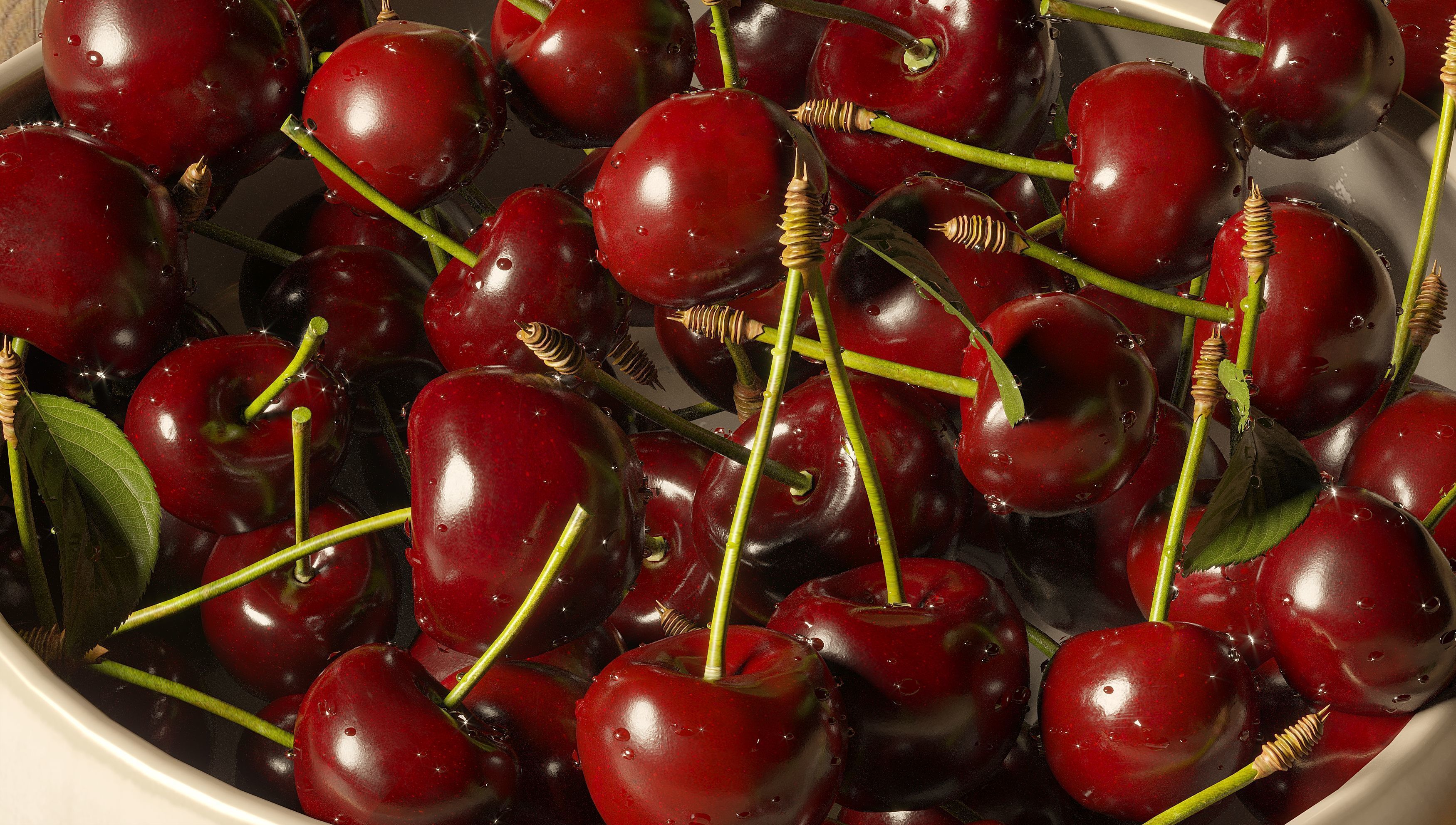 Cherry on a plate Free 3D model_5