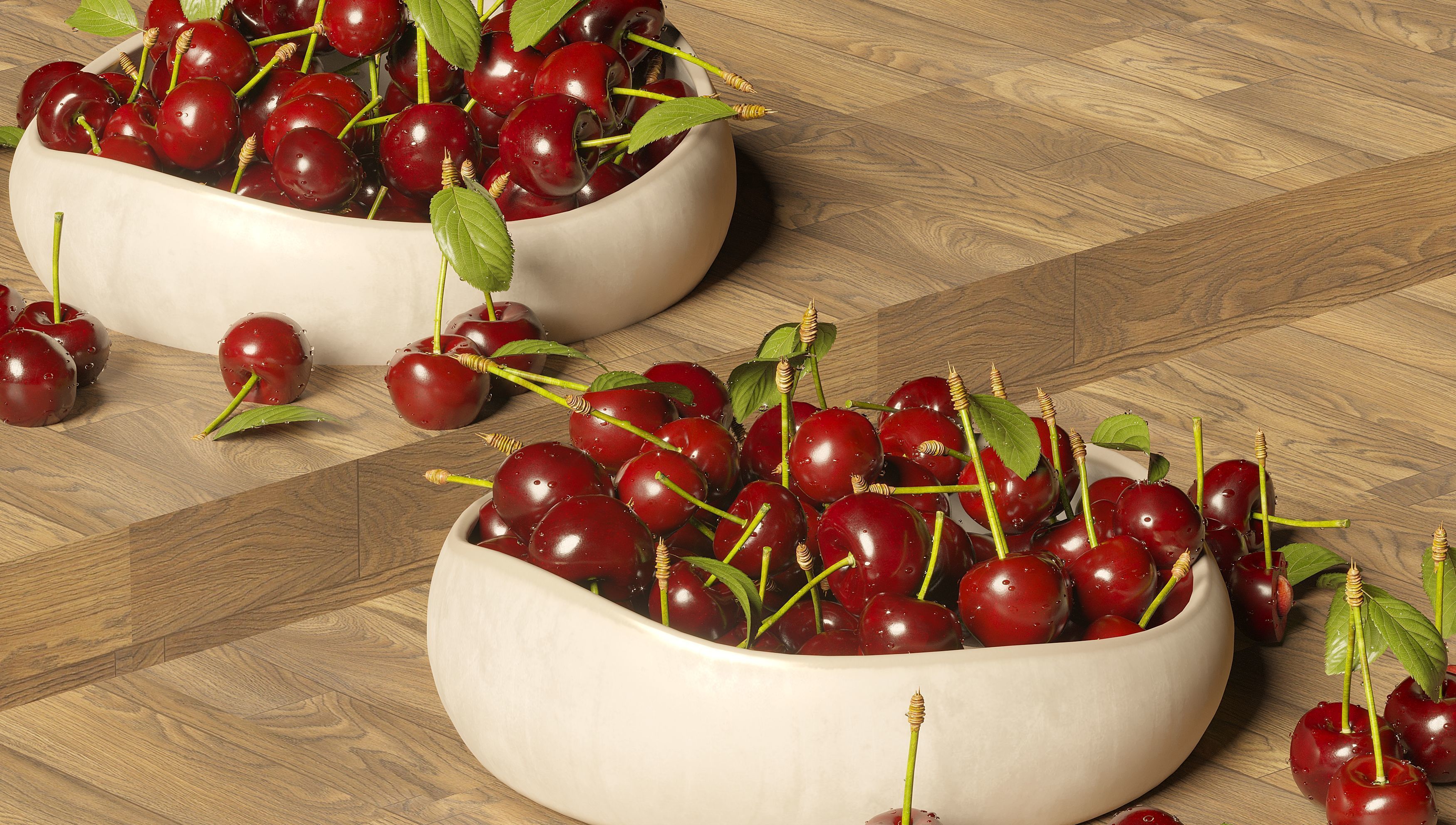 Cherry on a plate Free 3D model_4
