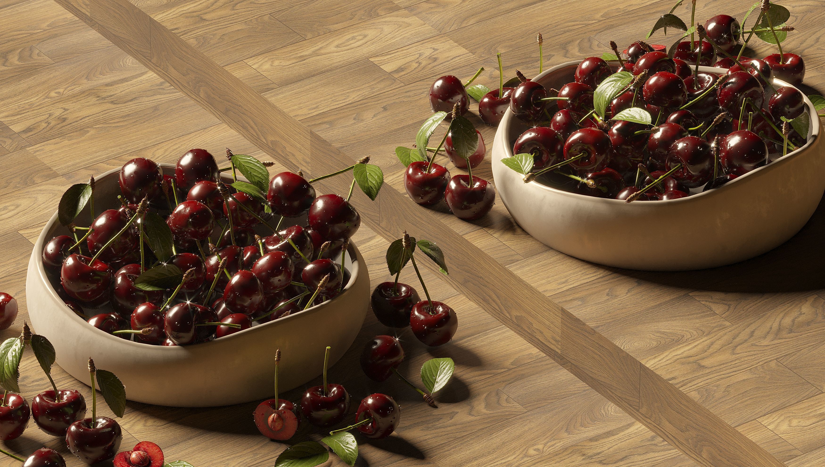 Cherry on a plate Free 3D model_3