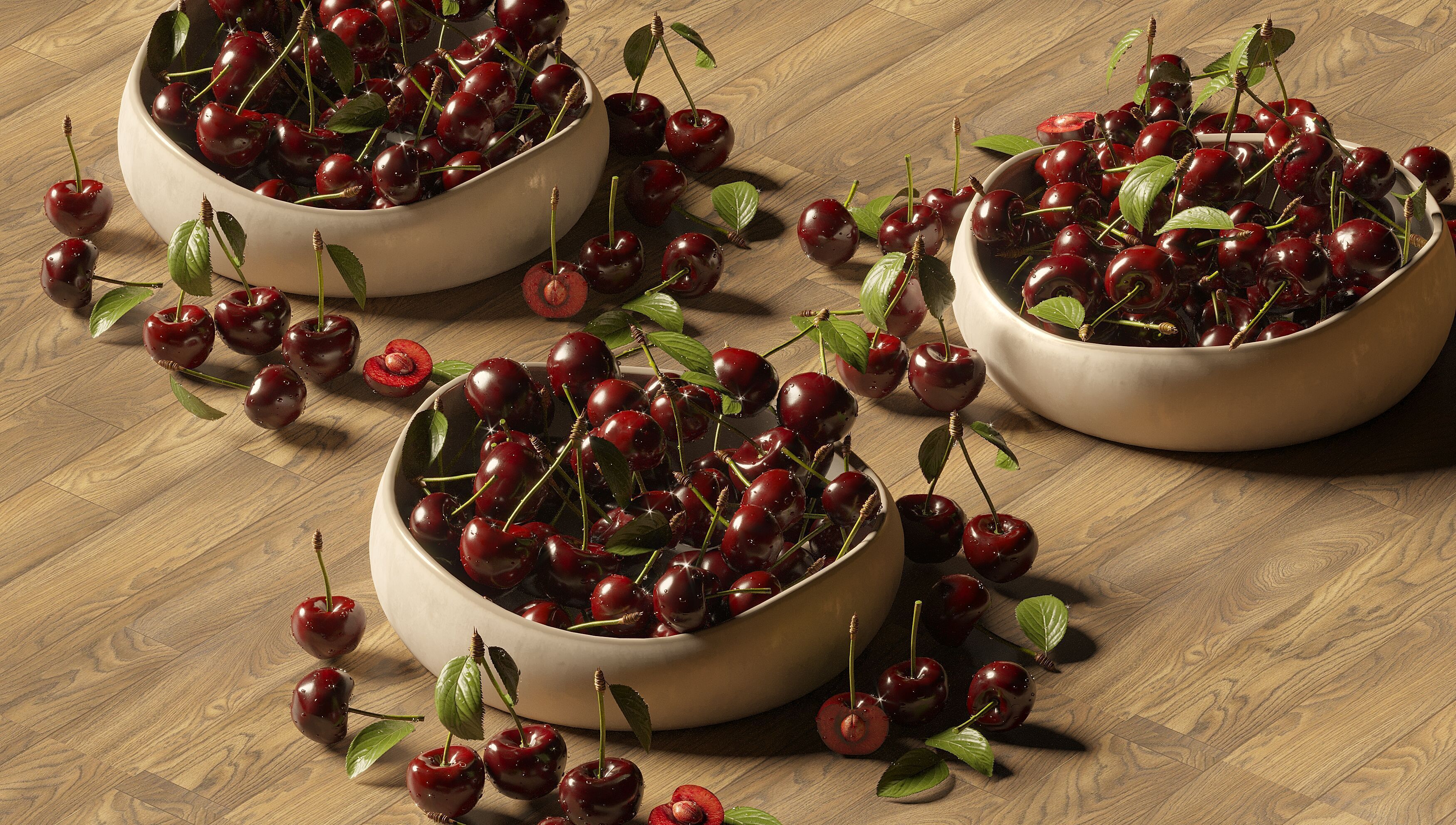 Cherry on a plate Free 3D model_1