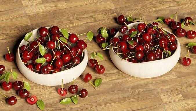 Cherry on a plate Free 3D model