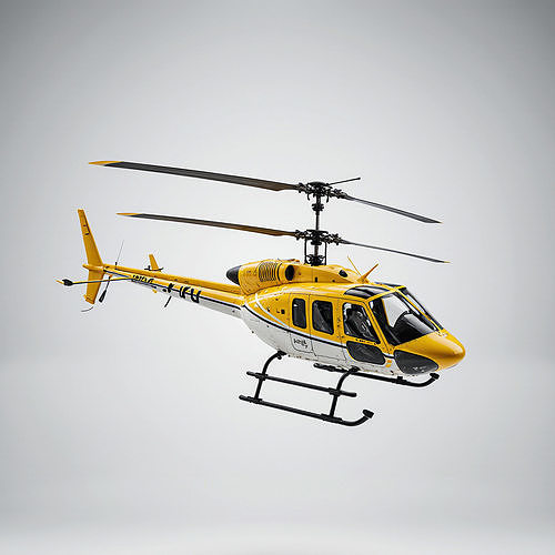 Yellow and White Utility Helicopter Low-poly 3D model