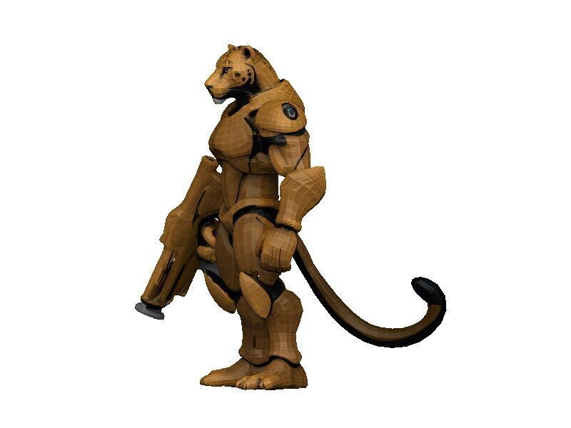 Leopard Cyborg Low-poly 3D model_6